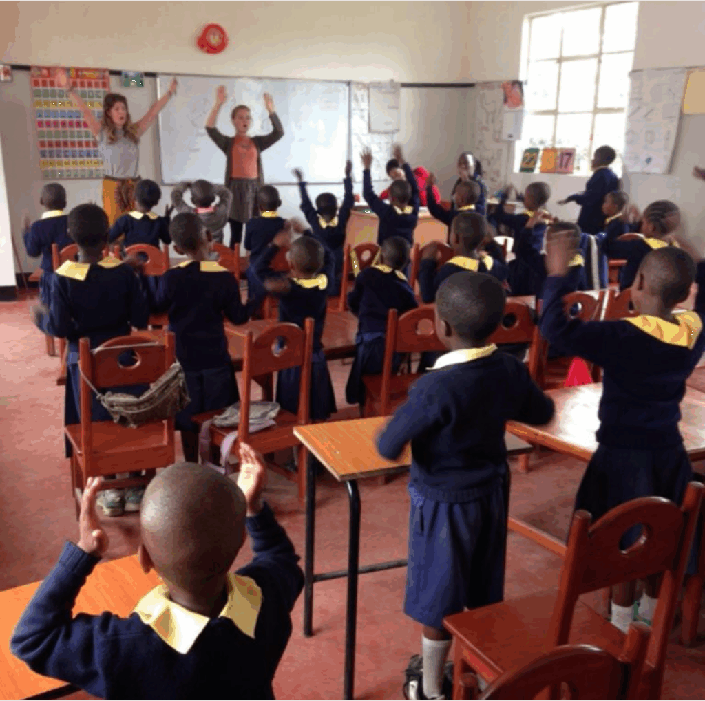 Students inside an Arise School classroom