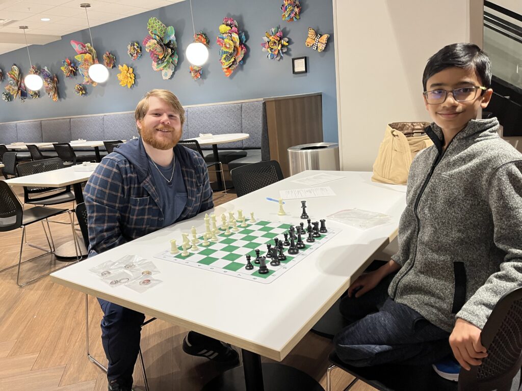 The very first chess session set up in the RMH dining area