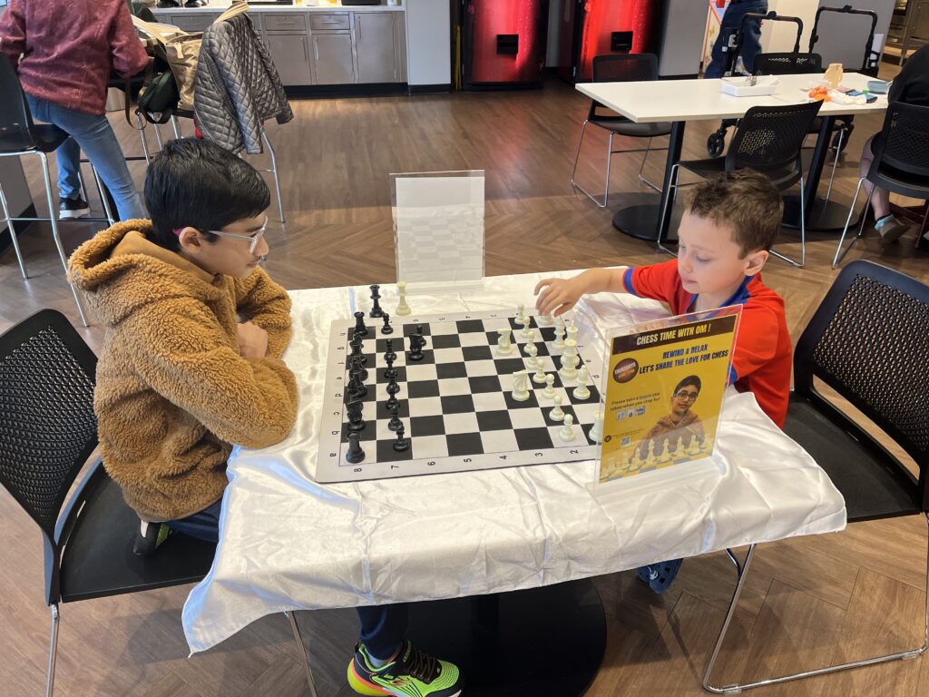 Chess activity underway at the Ronald McDonald House